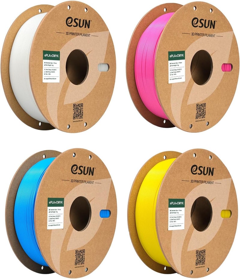eSUN خيوط PLA Plus CMYK ليثوفان طابعة ثلاثية الأبعاد خيوط PLA Pro 1.75 مم دقة أبعاد +/- 0.03 مم، 4 * 1 كجم لكل بكرة كرتونية، أزرق+أصفر+أبيض+أرجواني - Image 1